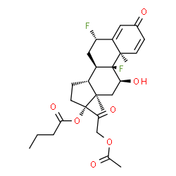 ChemSpider 2D Image | (6alpha,8alpha,9beta,10alpha,11beta,13alpha,14beta)-21-Acetoxy-6,9-difluoro-11-hydroxy-3,20-dioxopregna-1,4-dien-17-yl butyrate | C27H34F2O7