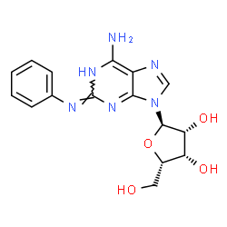 ChemSpider 2D Image | 9-(alpha-L-Lyxofuranosyl)-N~2~-phenyl-9H-purine-2,6-diamine | C16H18N6O4