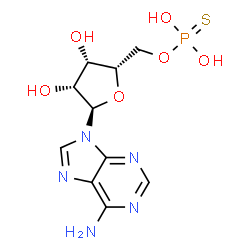 ChemSpider 2D Image | 9-(5-O-Thiophosphono-alpha-L-lyxofuranosyl)-9H-purin-6-amine | C10H14N5O6PS