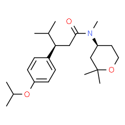 ChemSpider 2D Image | (3R)-N-[(4S)-2,2-Dimethyltetrahydro-2H-pyran-4-yl]-3-(4-isopropoxyphenyl)-N,4-dimethylpentanamide | C23H37NO3