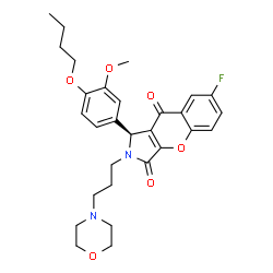 ChemSpider 2D Image | (1S)-1-(4-Butoxy-3-methoxyphenyl)-7-fluoro-2-[3-(4-morpholinyl)propyl]-1,2-dihydrochromeno[2,3-c]pyrrole-3,9-dione | C29H33FN2O6