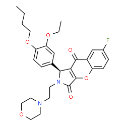ChemSpider 2D Image | (1S)-1-(4-Butoxy-3-ethoxyphenyl)-7-fluoro-2-[2-(4-morpholinyl)ethyl]-1,2-dihydrochromeno[2,3-c]pyrrole-3,9-dione | C29H33FN2O6