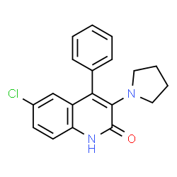 ChemSpider 2D Image | 6-Chloro-4-phenyl-3-(1-pyrrolidinyl)-2(1H)-quinolinone | C19H17ClN2O