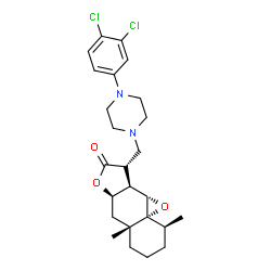 ChemSpider 2D Image | (1aR,2S,5aR,6aR,9S,9aR,9bS)-9-{[4-(3,4-Dichlorophenyl)-1-piperazinyl]methyl}-2,5a-dimethyloctahydro-2H-oxireno[4,4a]naphtho[2,3-b]furan-8(9H)-one | C25H32Cl2N2O3