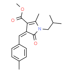 ChemSpider 2D Image | Methyl (4Z)-1-isobutyl-2-methyl-4-(4-methylbenzylidene)-5-oxo-4,5-dihydro-1H-pyrrole-3-carboxylate | C19H23NO3