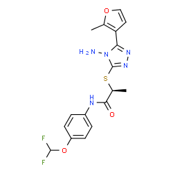 ChemSpider 2D Image | (2S)-2-{[4-Amino-5-(2-methyl-3-furyl)-4H-1,2,4-triazol-3-yl]sulfanyl}-N-[4-(difluoromethoxy)phenyl]propanamide | C17H17F2N5O3S