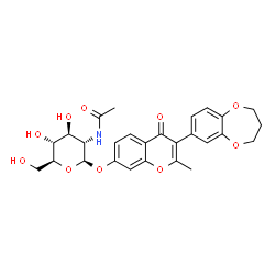ChemSpider 2D Image | 3-(3,4-Dihydro-2H-1,5-benzodioxepin-7-yl)-2-methyl-4-oxo-4H-chromen-7-yl 2-acetamido-2-deoxy-beta-L-glucopyranoside | C27H29NO10