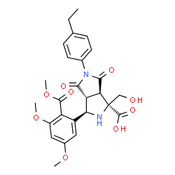 ChemSpider 2D Image | (1S,3R,3aR,6aR)-3-[3,5-Dimethoxy-2-(methoxycarbonyl)phenyl]-5-(4-ethylphenyl)-1-(hydroxymethyl)-4,6-dioxooctahydropyrrolo[3,4-c]pyrrole-1-carboxylic acid | C26H28N2O9
