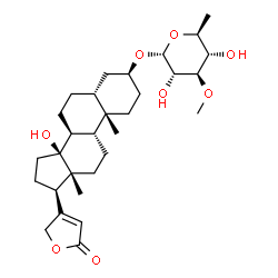 ChemSpider 2D Image | (3beta,5beta,8alpha,9beta)-3-[(6-Deoxy-3-O-methyl-alpha-L-glucopyranosyl)oxy]-14-hydroxycard-20(22)-enolide | C30H46O8