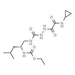 ChemSpider 2D Image | Ethyl {(2R)-1-[({2-[(cyclopropylamino)(oxo)acetyl]hydrazino}carbonyl)amino]-4-methyl-2-pentanyl}carbamate | C15H27N5O5