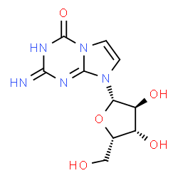 ChemSpider 2D Image | 2-Amino-8-(beta-L-xylofuranosyl)imidazo[1,2-a][1,3,5]triazin-4(8H)-one | C10H13N5O5