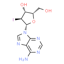 ChemSpider 2D Image | 9-(2-Deoxy-2-iodo-beta-L-xylofuranosyl)-9H-purin-6-amine | C10H12IN5O3