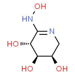 ChemSpider 2D Image | (2Z,3R,4R,5R)-2-(Hydroxyimino)-3,4,5-piperidinetriol | C5H10N2O4