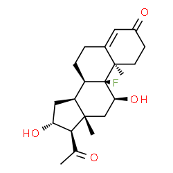ChemSpider 2D Image | (11beta,14beta,16beta,17alpha)-9-Fluoro-11,16-dihydroxypregn-4-ene-3,20-dione | C21H29FO4