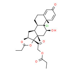 ChemSpider 2D Image | (8alpha,11beta,16beta)-9-Chloro-11-hydroxy-16-methyl-3,20-dioxopregna-1,4-diene-17,21-diyl dipropanoate | C28H37ClO7