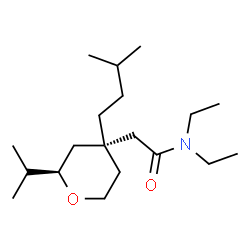 ChemSpider 2D Image | N,N-Diethyl-2-[(2R,4R)-2-isopropyl-4-(3-methylbutyl)tetrahydro-2H-pyran-4-yl]acetamide | C19H37NO2
