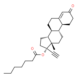 ChemSpider 2D Image | (8alpha,14beta)-3-Oxo-19-norpregn-4-en-20-yn-17-yl heptanoate | C27H38O3