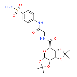 ChemSpider 2D Image | (3aR,5R,5aR,8aS,8bS)-2,2,7,7-Tetramethyl-N-{2-oxo-2-[(4-sulfamoylphenyl)amino]ethyl}tetrahydro-3aH-bis[1,3]dioxolo[4,5-b:4',5'-d]pyran-5-carboxamide (non-preferred name) | C20H27N3O9S