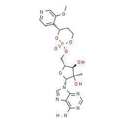 ChemSpider 2D Image | 5'-O-[(4S)-4-(3-Methoxy-4-pyridinyl)-2-oxido-1,3,2-dioxaphosphinan-2-yl]-2'-C-methyladenosine | C20H25N6O8P