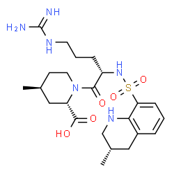ChemSpider 2D Image | (2S,4S)-4-Methyl-1-(N~2~-{[(3S)-3-methyl-1,2,3,4-tetrahydro-8-quinolinyl]sulfonyl}-L-arginyl)-2-piperidinecarboxylic acid | C23H36N6O5S