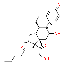 ChemSpider 2D Image | (8alpha,11beta,16beta)-9-Fluoro-11,21-dihydroxy-16-methyl-3,20-dioxopregna-1,4-dien-17-yl valerate | C27H37FO6