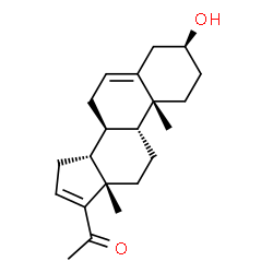 ChemSpider 2D Image | (3beta,10alpha,14beta)-3-Hydroxypregna-5,16-dien-20-one | C21H30O2