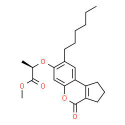 ChemSpider 2D Image | Methyl (2R)-2-[(8-hexyl-4-oxo-1,2,3,4-tetrahydrocyclopenta[c]chromen-7-yl)oxy]propanoate | C22H28O5