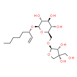 ChemSpider 2D Image | (3S)-1-Octen-3-yl 6-O-[(2R,3R,4R)-3,4-dihydroxy-4-(hydroxymethyl)tetrahydro-2-furanyl]-beta-D-glucopyranoside | C19H34O10