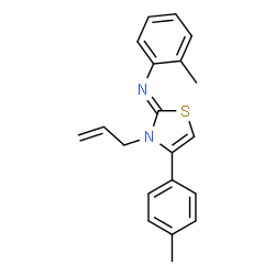 ChemSpider 2D Image | (2Z)-3-Allyl-N-(2-methylphenyl)-4-(4-methylphenyl)-1,3-thiazol-2(3H)-imine | C20H20N2S