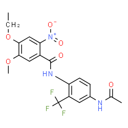 ChemSpider 2D Image | N-[4-Acetamido-2-(trifluoromethyl)phenyl]-4-ethoxy-5-methoxy-2-nitrobenzamide | C19H18F3N3O6