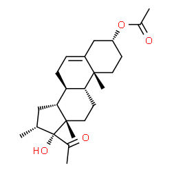 ChemSpider 2D Image | (3alpha,9beta,14beta,16beta)-17-Hydroxy-16-methyl-20-oxopregn-5-en-3-yl acetate | C24H36O4