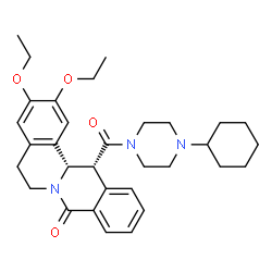 ChemSpider 2D Image | (13R,13aS)-13-[(4-Cyclohexyl-1-piperazinyl)carbonyl]-2,3-diethoxy-5,6,13,13a-tetrahydro-8H-isoquinolino[3,2-a]isoquinolin-8-one | C32H41N3O4