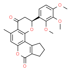 ChemSpider 2D Image | (2S)-5-Methyl-2-(2,3,4-trimethoxyphenyl)-10,11-dihydro-2H-cyclopenta[c]pyrano[2,3-f]chromene-4,8(3H,9H)-dione | C25H24O7