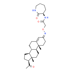ChemSpider 2D Image | N-[(3R)-2-Oxo-3-azepanyl]-2-({(Z)-[(3Z)-20-oxopregn-4-en-3-ylidene]amino}oxy)acetamide | C29H43N3O4