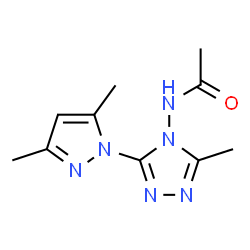 ChemSpider 2D Image | N-[3-(3,5-Dimethyl-1H-pyrazol-1-yl)-5-methyl-4H-1,2,4-triazol-4-yl]acetamide | C10H14N6O