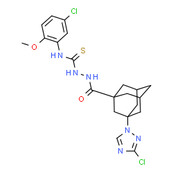 ChemSpider 2D Image | N-(5-Chloro-2-methoxyphenyl)-2-{[(1r,3s,5R,7S)-3-(3-chloro-1H-1,2,4-triazol-1-yl)adamantan-1-yl]carbonyl}hydrazinecarbothioamide | C21H24Cl2N6O2S
