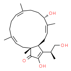 ChemSpider 2D Image | (3aS,5Z,7S,10Z,14Z,16aR)-2,7-Dihydroxy-3-[(2S)-1-hydroxy-2-propanyl]-6,10,14,16a-tetramethyl-4,7,8,9,12,13,16,16a-octahydrocyclopenta[15]annulen-1(3aH)-one | C25H38O4
