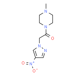 ChemSpider 2D Image | 1-(4-Methyl-1-piperazinyl)-2-(4-nitro-1H-pyrazol-1-yl)ethanone | C10H15N5O3