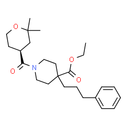 ChemSpider 2D Image | Ethyl 1-{[(4S)-2,2-dimethyltetrahydro-2H-pyran-4-yl]carbonyl}-4-(3-phenylpropyl)-4-piperidinecarboxylate | C25H37NO4