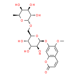ChemSpider 2D Image | 6-Methoxy-2-oxo-2H-chromen-7-yl 6-O-(6-deoxy-alpha-L-galactopyranosyl)-beta-D-altropyranoside | C22H28O13