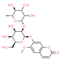 ChemSpider 2D Image | 6-Methoxy-2-oxo-2H-chromen-7-yl 2-O-(6-deoxy-beta-D-mannopyranosyl)-beta-L-talopyranoside | C22H28O13