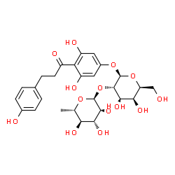 ChemSpider 2D Image | 3,5-Dihydroxy-4-[3-(4-hydroxyphenyl)propanoyl]phenyl 2-O-(6-deoxy-alpha-L-mannopyranosyl)-beta-L-galactopyranoside | C27H34O14