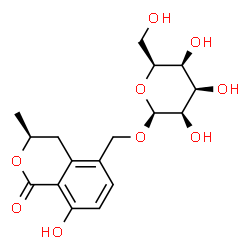 ChemSpider 2D Image | [(3S)-8-Hydroxy-3-methyl-1-oxo-3,4-dihydro-1H-isochromen-5-yl]methyl beta-L-talopyranoside | C17H22O9