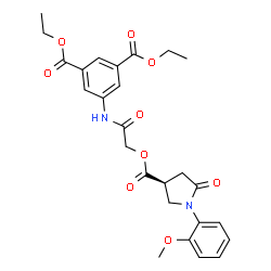 ChemSpider 2D Image | Diethyl 5-{[({[(3S)-1-(2-methoxyphenyl)-5-oxo-3-pyrrolidinyl]carbonyl}oxy)acetyl]amino}isophthalate | C26H28N2O9