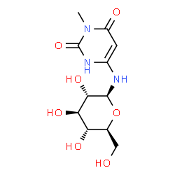 ChemSpider 2D Image | N-(1-Methyl-2,6-dioxo-1,2,3,6-tetrahydro-4-pyrimidinyl)-beta-L-glucopyranosylamine | C11H17N3O7