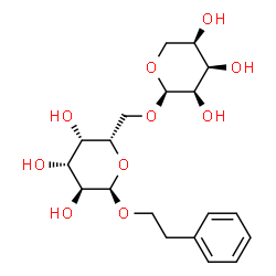 ChemSpider 2D Image | 2-Phenylethyl 6-O-alpha-D-ribopyranosyl-alpha-L-galactopyranoside | C19H28O10
