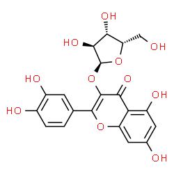 ChemSpider 2D Image | 2-(3,4-Dihydroxyphenyl)-5,7-dihydroxy-4-oxo-4H-chromen-3-yl alpha-L-xylofuranoside | C20H18O11