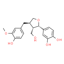 ChemSpider 2D Image | 4-[(2S,3S,4R)-4-(4-Hydroxy-3-methoxybenzyl)-3-(hydroxymethyl)tetrahydro-2-furanyl]-1,2-benzenediol | C19H22O6