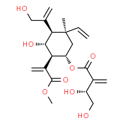 ChemSpider 2D Image | (1S,2S,3R,4R,5R)-3-Hydroxy-4-(3-hydroxy-1-propen-2-yl)-2-(3-methoxy-3-oxo-1-propen-2-yl)-5-methyl-5-vinylcyclohexyl (3R)-3,4-dihydroxy-2-methylenebutanoate | C21H30O8