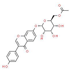 ChemSpider 2D Image | 3-(4-Hydroxyphenyl)-4-oxo-4H-chromen-7-yl 6-O-acetyl-alpha-L-allopyranoside | C23H22O10